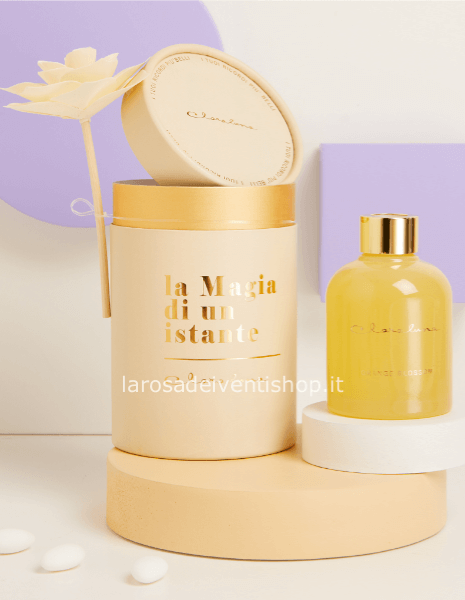 25164F - Profumatore giallo con fiore grande diametro 6 x h 10.5 cm - SCATOLA REGALO