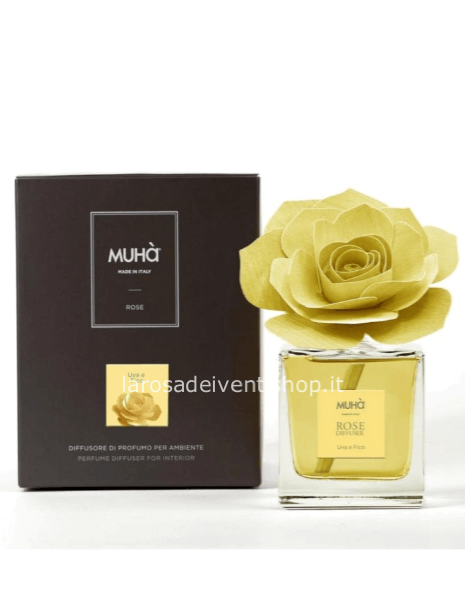 Diffusore Rose giallo Uva e fico 100ML: 8cm x 9cm x 13.5cm