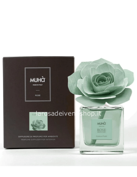 Diffusore Rose verde Cuoio e frutti 100ML: 8cm x 9cm x 13.5cm