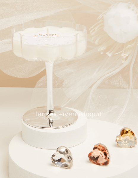 25181 - Candela in bicchiere in vetro trasparente/argento10 x 13 cm - SCATOLA CLASSICA