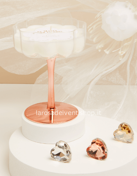 Candela bicchiere in vetro oro rosa