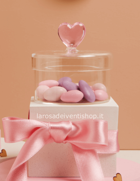 Scatolina in vetro cuore rosa