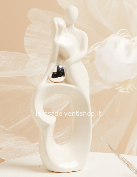 25202 - Coppia sposi cuore argento dimensioni 6.3 x 4,5 x 17 cm - SCATOLA BOTANICA ORO