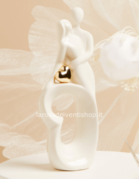 25203 - Coppia sposi cuore oro dimensioni 6.3 x 4,5 x 17 cm - SCATOLA BOTANICA ORO