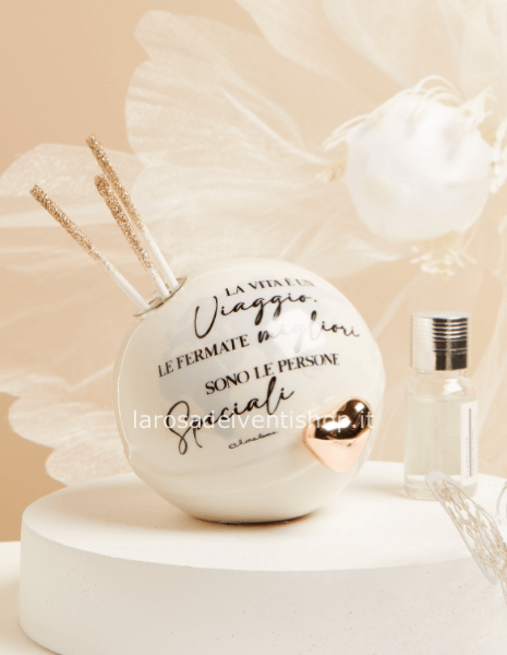 25204 - Diffusore mondo cuore oro rosa dimensioni 9 x 8.7 cm - SCATOLA A SCELTA