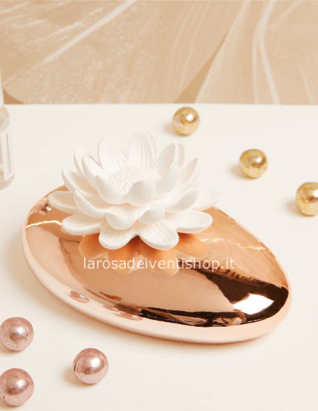 25207 - Diffusore fior di loto oro rosa dimensioni 13 x 8.5 x 3 cm - SCATOLA A SCELTA