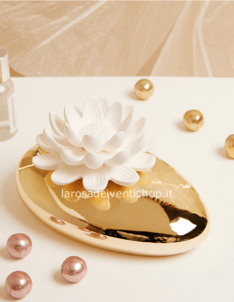 25209 - Diffusore fior di loto oro dimensioni 13 x 8.5 x 3 cm - SCATOLA A SCELTA