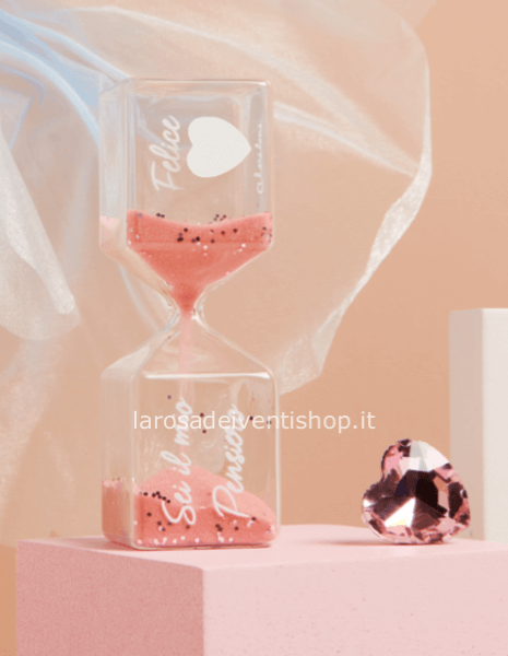 25212 - Clessidra rosa piccola dimensioni 3.8 x 3.8 x 11.7 cm - SCATOLA A SCELTA