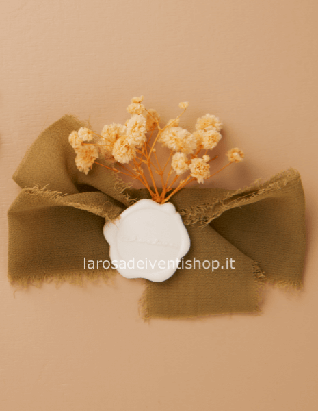 25234 - Applicazione fiocco in chiffon verde con decoro dimensioni 11,5 cm