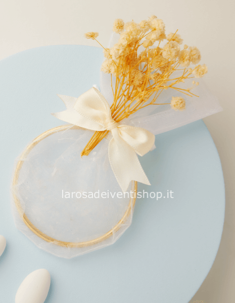 25251 - Porta confetti cerchio color avorio diametro 7 cm - Confetti esclusi