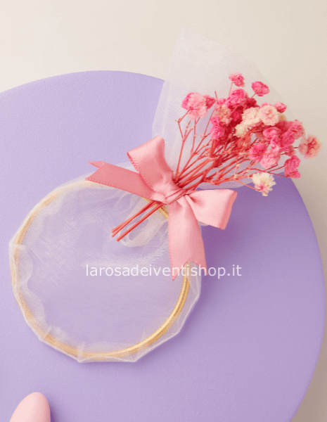 25253 - Porta confetti cerchio color rosa diametro 7 cm - Confetti esclusi