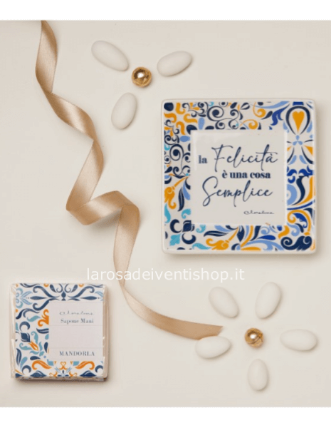 Piattino maiolica e sapone mandorla
