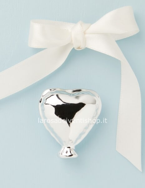 25312 - Applicazione calamita cuore argento dimensioni 4.1 x 3.8 x 1.5 cm - NO SCATOLA