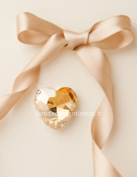 25326 - Applicazione calamita cuore strass oro diametro 27 mm - NO SCATOLA