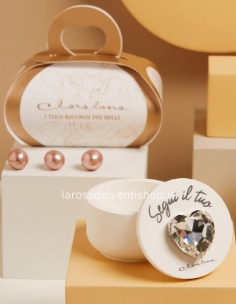 25329 - Scatola piccola con cuore strass argento diametro 6 x 4 cm - SCATOLA BOTANICA