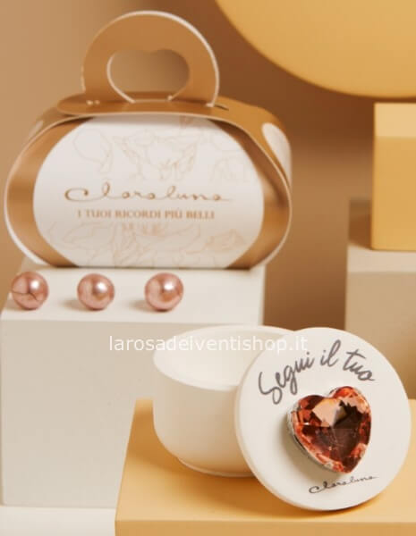 Scatola piccola cuore strass oro rosa