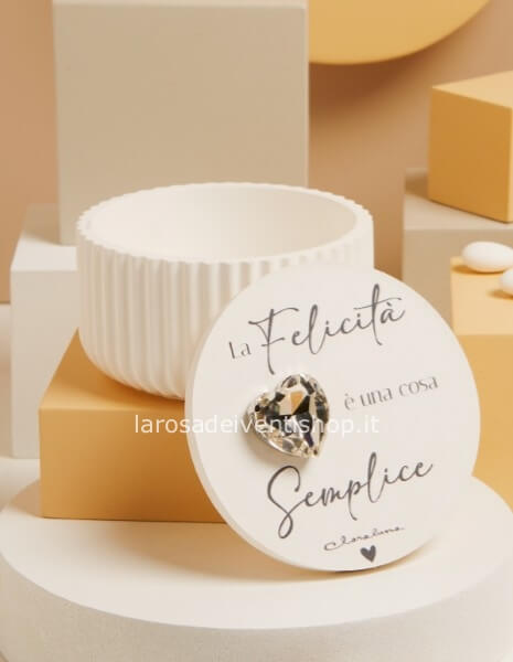 25333 - Scatola grande con cuore strass argento diametro 10 x 6.5 cm - SCATOLA A SCELTA