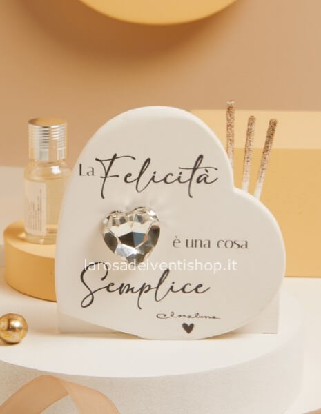 25334 - Diffusore cuore con cuore strass argento dimensioni 10.7 x 11 x 3.5 cm - SCATOLA A SCELTA