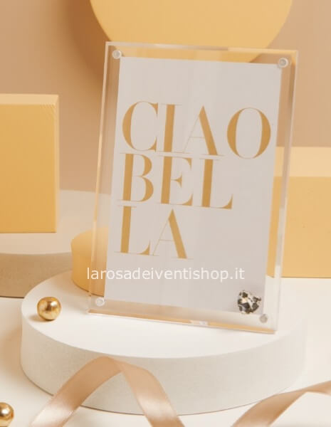 Portafoto plexiglass piccolo cuore strass argento