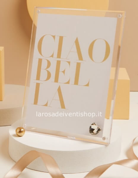 Portafoto plexiglass grande cuore strass argento