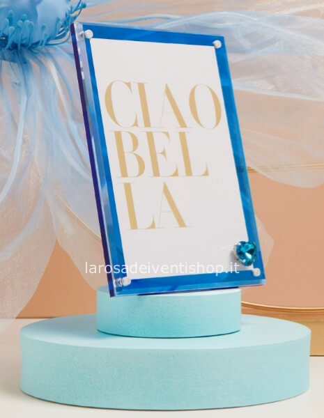 25341 - Portafoto cuore strass blu piccolo dimensioni 10 x 15 cm - SCATOLA A SCELTA