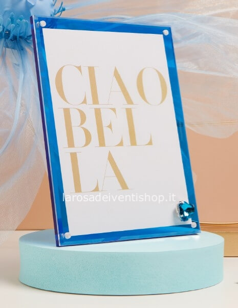 25342 - Portafoto cuore strass blu grande dimensioni 12 x 17 cm - SCATOLA A SCELTA