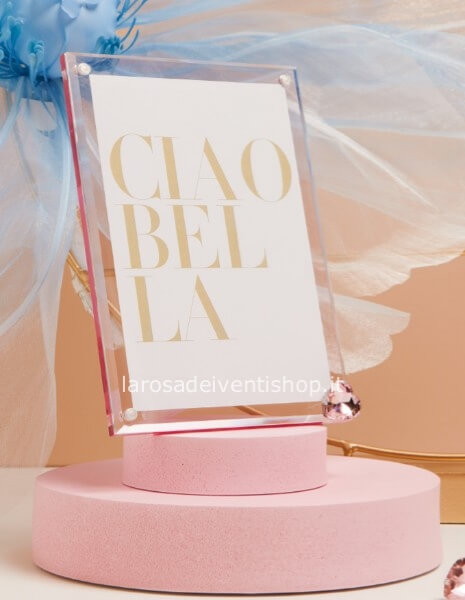 Portafoto plexiglass piccolo cuore strass rosa