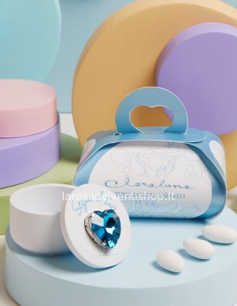 25346 - Scatola piccola con cuore strass blu diametro 6 x 4 cm - SCATOLA BOTANICA