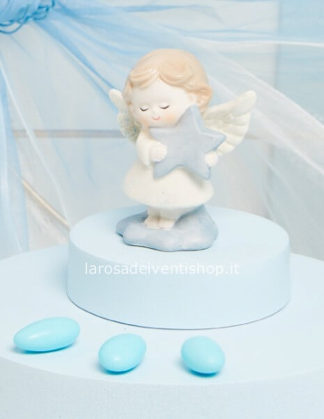 23360 - Angioletto in ceramica azzurro dimensioni 6x4x7.5 cm - NO SCATOLA