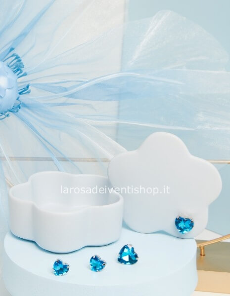Scatolina fiore con cuore stras blu