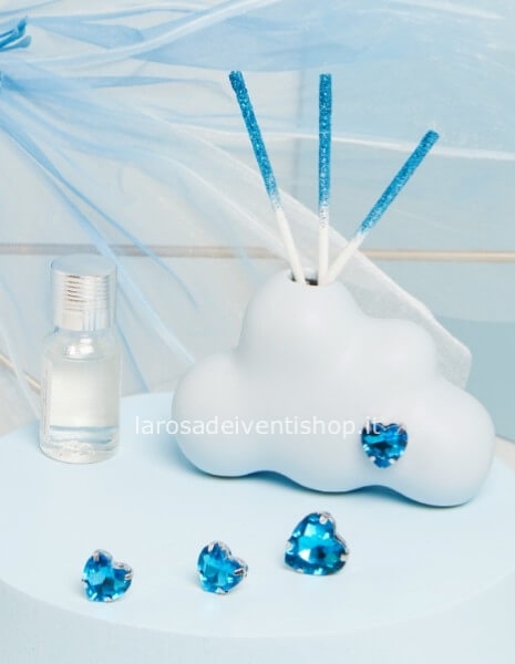 Diffusore nuvola con cuore strass azzurro