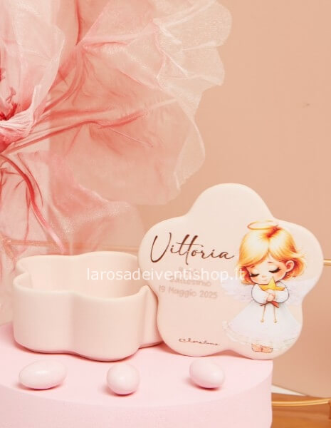 Scatolina fiore rosa personalizzabile