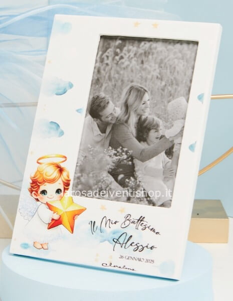 25364 - Portafoto angioletto azzurro personalizzabile dimensioni 15 x 21 cm - SCATOLA BOTANICA