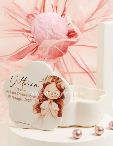 25365/CAND-Scatola fiore bambina personalizzabile con candela dim.10.8x10.8x6 cm - SCATOLA A SCELTA