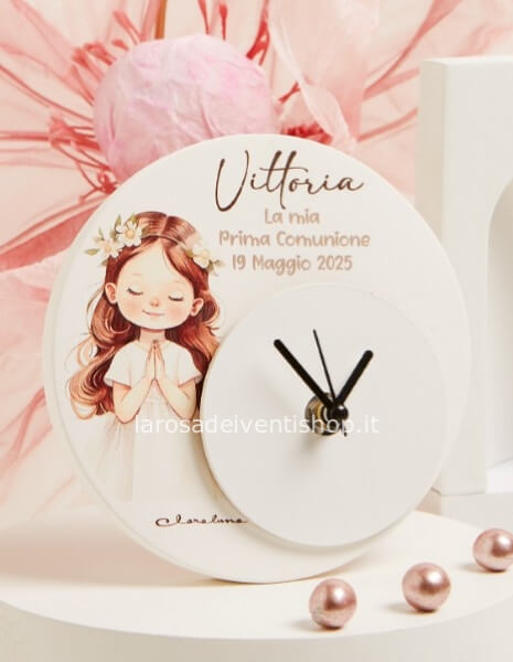 25367 - Orologio tondo personalizzabile bambina diametro 14 x 1 cm - SCATOLA A SCELTA