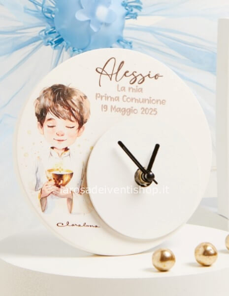 25372 - Orologio tondo personalizzabile bambino diametro 14 x 1 cm - SCATOLA A SCELTA
