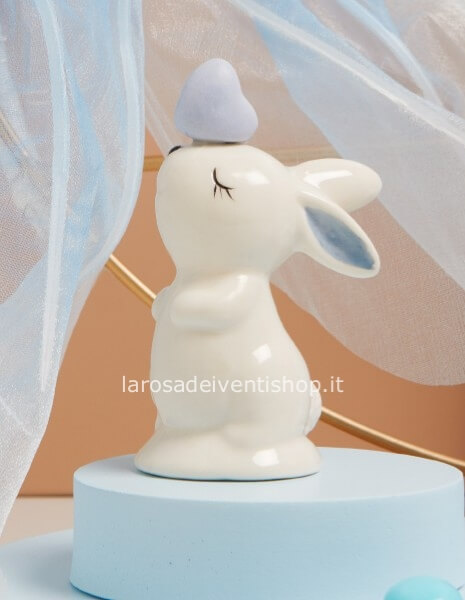 Coniglietto in ceramica azzurro
