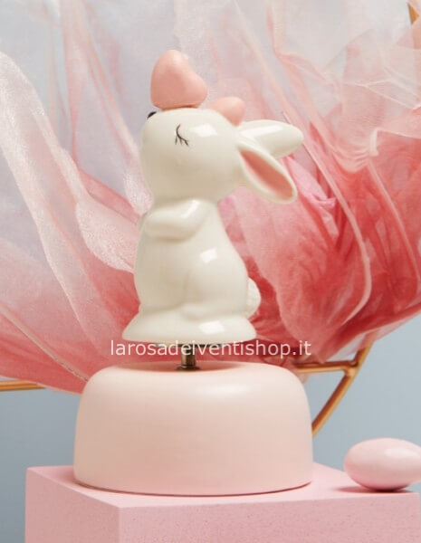 25385 - Carillon con coniglietto rosa h 15 cm - SCATOLA A SCELTA