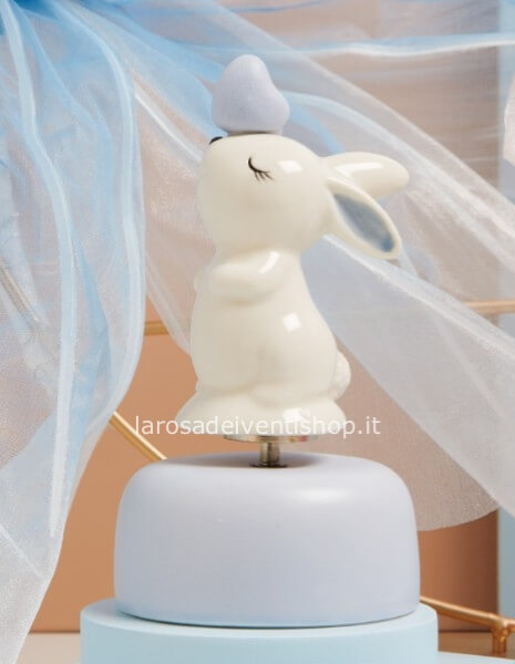 25386 - Carillon con coniglietto azzurro h 15 cm - SCATOLA A SCELTA