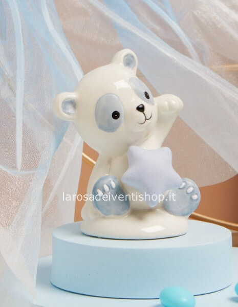 Panda in ceramica azzurro