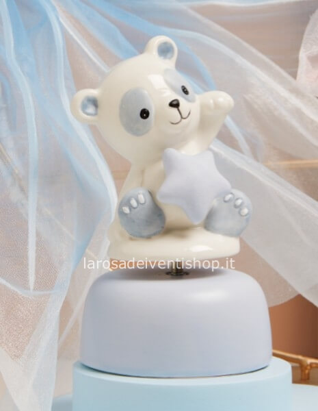 25396 - Carillon con panda azzurro h 14 cm - SCATOLA A SCELTA