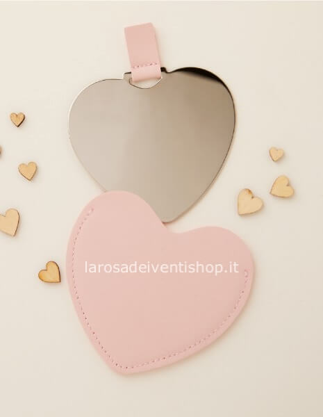 25405 - Specchietto cuore rosa dimensioni 8.3 x 7.6 cm - NO SCATOLA