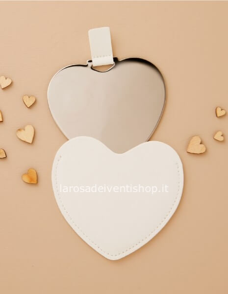 25407 - Specchietto cuore bianco dimensioni 8.3 x 7.6 cm - NO SCATOLA
