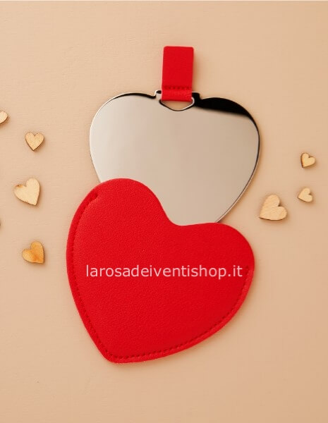25409 - Specchietto cuore rosso dimensioni 8.3 x 7.6 cm - NO SCATOLA