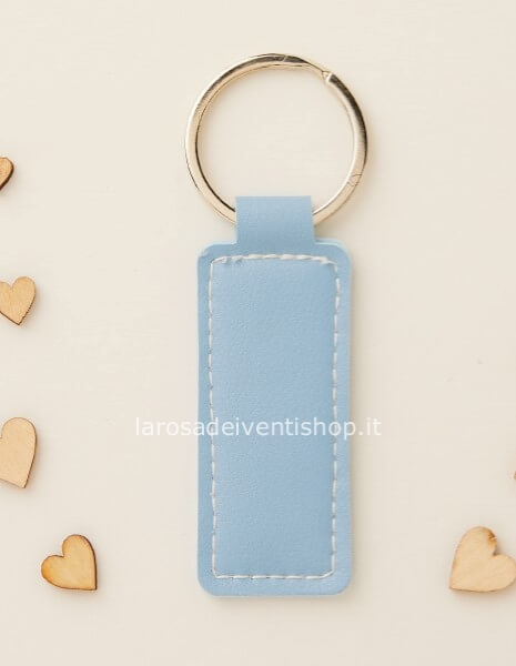 25402 - Portachiavi in ecopelle azzurro dimensioni 9.5 x 2.5 cm - NO SCATOLA