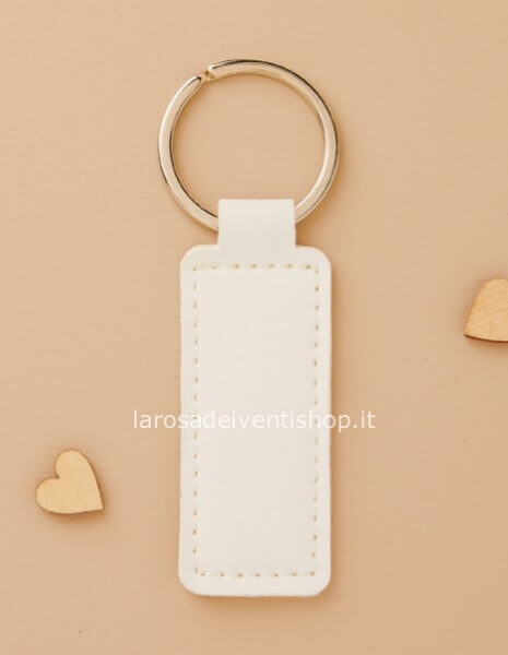 Portachiavi ecopelle bianco