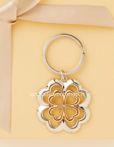 25556P - Portachiavi Quadrifoglio piccolo diametro anello 2.5 cm - NO SCATOLA