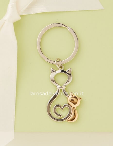 25559P - Portachiavi Gatti piccolo diametro anello 2.5 cm - NO SCATOLA
