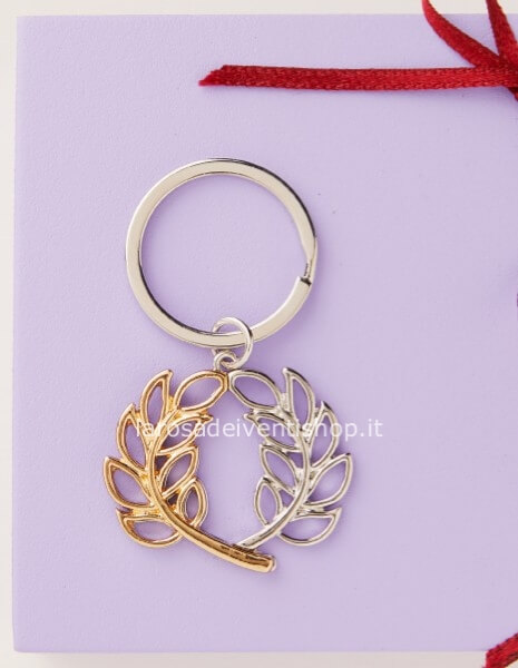 25565P - Portachiavi Corona d'alloro piccolo diametro anello 2.5 cm - NO SCATOLA