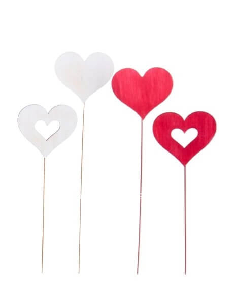 Pick Cuore 8 cm h 32 cm - Traforato rosso